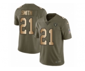 Men Nike Oakland Raiders #21 Sean Smith Limited Olive Gold 2017 Salute to Service NFL Jersey