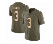 Men Nike Oakland Raiders #3 E. J. Manuel Limited Olive Gold 2017 Salute to Service NFL Jersey