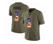 Men Nike Oakland Raiders #3 E. J. Manuel Limited Olive USA Flag 2017 Salute to Service NFL Jersey