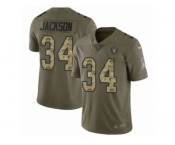 Men Nike Oakland Raiders #34 Bo Jackson Limited Olive Camo 2017 Salute to Service NFL Jersey