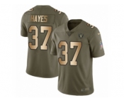 Men Nike Oakland Raiders #37 Lester Hayes Limited Olive Gold 2017 Salute to Service NFL Jersey