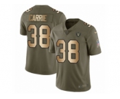 Men Nike Oakland Raiders #38 T.J. Carrie Limited Olive Gold 2017 Salute to Service NFL Jersey