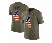 Men Nike Oakland Raiders #4 Derek Carr Limited Olive USA Flag 2017 Salute to Service NFL Jersey