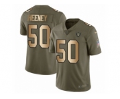 Men Nike Oakland Raiders #50 Ben Heeney Limited Olive Gold 2017 Salute to Service NFL Jersey