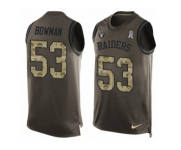 Men Nike Oakland Raiders #53 NaVorro Bowman Limited Green Salute to Service Tank Top NFL Jersey