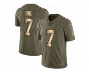 Men Nike Oakland Raiders #7 Marquette King Limited Olive Gold 2017 Salute to Service NFL Jersey