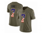 Men Nike Oakland Raiders #7 Marquette King Limited Olive USA Flag 2017 Salute to Service NFL Jersey