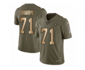 Men Nike Oakland Raiders #71 David Sharpe Limited Olive Gold 2017 Salute to Service NFL Jersey