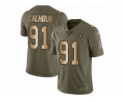 Men Nike Oakland Raiders #91 Shilique Calhoun Limited Olive Gold 2017 Salute to Service NFL Jersey