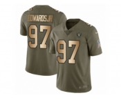 Men Nike Oakland Raiders #97 Mario Edwards Jr Limited Olive Gold 2017 Salute to Service NFL Jersey