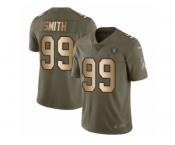 Men Nike Oakland Raiders #99 Aldon Smith Limited Olive Gold 2017 Salute to Service NFL Jersey