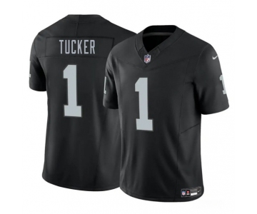 Men's Las Vegas Raiders #1 Tre Tucker Black 2025 F.U.S.E. Vapor Football Stitched Jersey