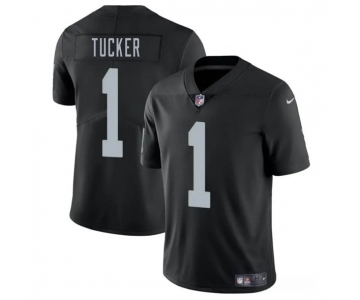 Men's Las Vegas Raiders #1 Tre Tucker Black 2025 Vapor Football Stitched Jersey
