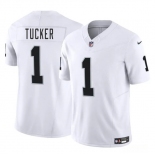Men's Las Vegas Raiders #1 Tre Tucker White 2025 F.U.S.E. Vapor Football Stitched Jersey