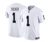 Men's Las Vegas Raiders #1 Tre Tucker White 2025 F.U.S.E. Vapor Football Stitched Jersey