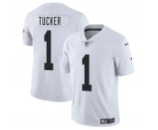 Men's Las Vegas Raiders #1 Tre Tucker White 2025 Vapor Football Stitched Jersey