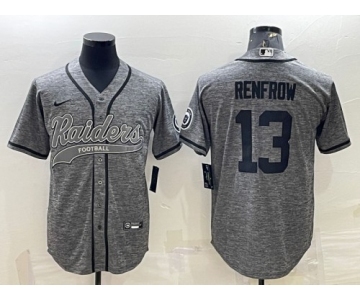 Men's Las Vegas Raiders #13 Hunter Renfrow Gray With Patch Cool Base Stitched Baseball Jersey