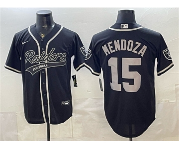 Men's Las Vegas Raiders #15 Fernando Mendoza Black Cool Base Stitched Baseball Jersey
