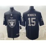 Men's Las Vegas Raiders #15 Fernando Mendoza Black Team Big Logo Vapor Untouchable Limited Football Stitched Jersey Men's Las Vegas Raiders #15 Fernando Mendoza Black Team Big Logo Vapor Untouchable Limited Football Stitched Jersey
