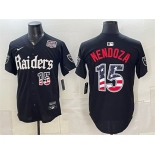 Men's Las Vegas Raiders #15 Fernando Mendoza Black USA 250 Fourth of July 'Gothic Sin City Shadows Edition' Vapor Limited Stitched Baseball Jersey