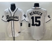 Men's Las Vegas Raiders #15 Fernando Mendoza White Cool Base Stitched Baseball Jersey