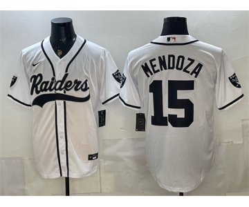 Men's Las Vegas Raiders #15 Fernando Mendoza White Cool Base Stitched Baseball Jersey