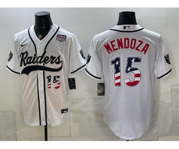 Men's Las Vegas Raiders #15 Fernando Mendoza White USA 250 Fourth of July Vapor Limited Stitched Baseball Jersey
