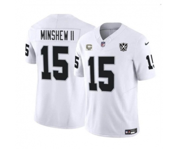 Men's Las Vegas Raiders #15 Gardner Minshew II White 2024 F.U.S.E 65th Anniversary Patch Vapor Stitched Football Jersey