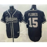 Men's Las Vegas Raiders #15 Tom Flores Black Cool Base Stitched Baseball Jersey