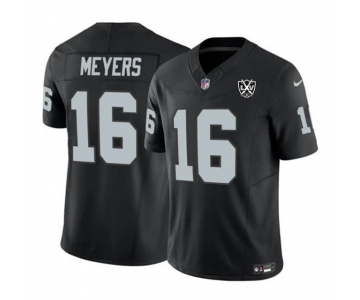 Men's Las Vegas Raiders #16 Jakobi Meyers Black 2024 F.U.S.E 65th Anniversary Patch Vapor Stitched Football Jersey