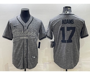 Men's Las Vegas Raiders #17 Davante Adams Gray With Patch Cool Base Stitched Baseball Jersey