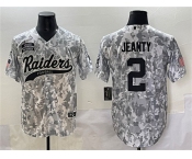 Men's Las Vegas Raiders #2 Ashton Jeanty 2024 Arctic Camo Salute to Service Stitched Baseball Jersey