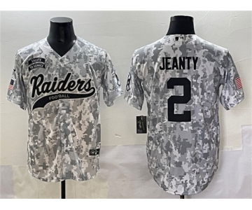 Men's Las Vegas Raiders #2 Ashton Jeanty 2024 Arctic Camo Salute to Service Stitched Baseball Jersey