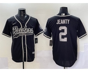 Men's Las Vegas Raiders #2 Ashton Jeanty Black Cool Base Stitched Baseball Jersey