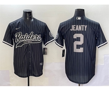 Mens Las Vegas Raiders #2 Ashton Jeanty Black Cool Base Stitched Baseball Jersey