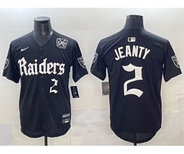 Men's Las Vegas Raiders #2 Ashton Jeanty Black 'Gothic Sin City Shadows Edition' With 65th Anniversary Patch Vapor Limited Stitched Baseball Jersey