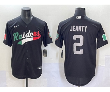 Men's Las Vegas Raiders #2 Ashton Jeanty Black Mexico Cool Base Stitched Baseball Jersey