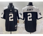 Men's Las Vegas Raiders #2 Ashton Jeanty Black White 2025 Draft F.U.S.E. With Nevada Silver Stat Patch And 65th Anniversary Patch Football Stitched Jersey