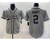 Men's Las Vegas Raiders #2 Ashton Jeanty Grey Cool Base Stitched Baseball Jerseys