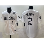 Men's Las Vegas Raiders #2 Ashton Jeanty White 'Gothic Sin City Shadows Edition' With 65th Anniversary Patch Vapor Limited Stitched Baseball Jersey