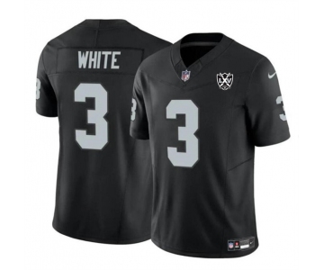 Men's Las Vegas Raiders #3 Zamir White Black 2024 F.U.S.E 65th Anniversary Patch Vapor Stitched Football Jersey