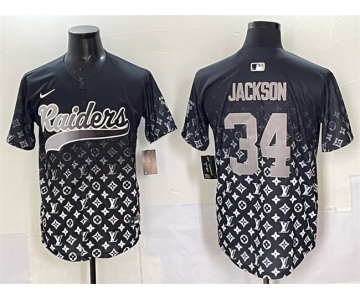 Men's Las Vegas Raiders #34 Bo Jackson Black Limited Stitched Baseball Jersey