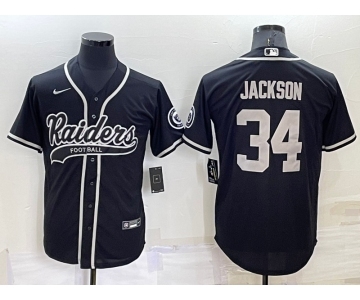 Men's Las Vegas Raiders #34 Bo Jackson Black Stitched MLB Cool Base Nike Baseball Jersey