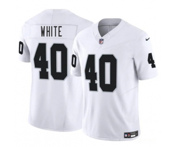 Men's Las Vegas Raiders #40 Devin White White 2025 F.U.S.E. Vapor Football Stitched Jersey
