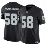 Men's Las Vegas Raiders #58 Jackson Powers-Johnson Black 2025 F.U.S.E. Vapor Untouchable Limited Football Stitched Jersey Men's Las Vegas Raiders #58 Jackson Powers-Johnson Black 2025 F.U.S.E. Vapor Untouchable Limited Football Stitched Jersey