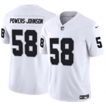 Men's Las Vegas Raiders #58 Jackson Powers-Johnson White 2025 F.U.S.E. Vapor Untouchable Limited Football Stitched Jersey Men's Las Vegas Raiders #58 Jackson Powers-Johnson White 2025 F.U.S.E. Vapor Untouchable Limited Football Stitched Jersey