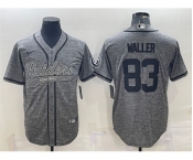 Men's Las Vegas Raiders #83 Darren Waller Gray With Patch Cool Base Stitched Baseball Jersey