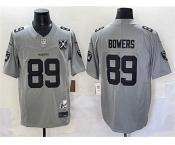 Men's Las Vegas Raiders #89 Brock Bowers Gray 2024 F.U.S.E With Nevada Silver Stat Patch And 65th Anniversary Patch Stitched Football Jersey
