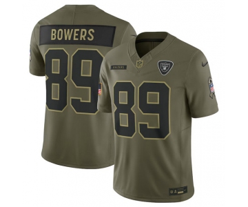 Men's Las Vegas Raiders #89 Brock Bowers Olive 2025 Salute to Service Limited Football Stitched Jersey