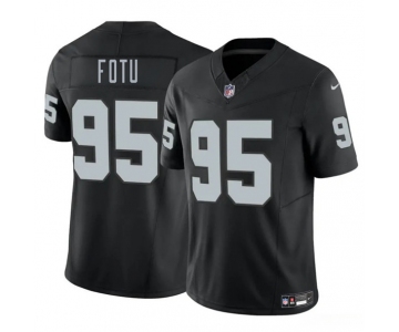Men's Las Vegas Raiders #95 Leki Fotu Black 2025 F.U.S.E. Vapor Football Stitched Jersey